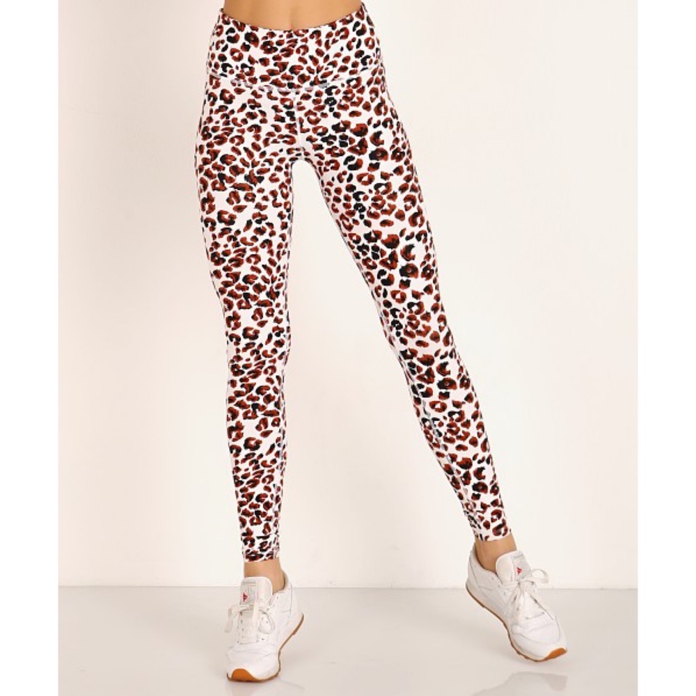 Varley Duncan High Rise Full Length Leggings Buckthorn Cheetah Sz Small
